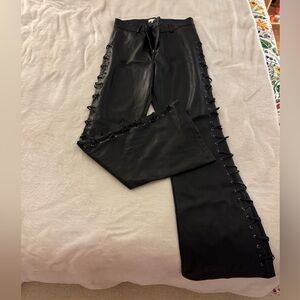 Topshop lace up leather pants